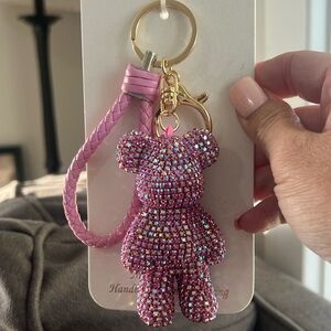 Pink Rhinestone Bear Bag Charm